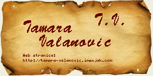 Tamara Valanović vizit kartica